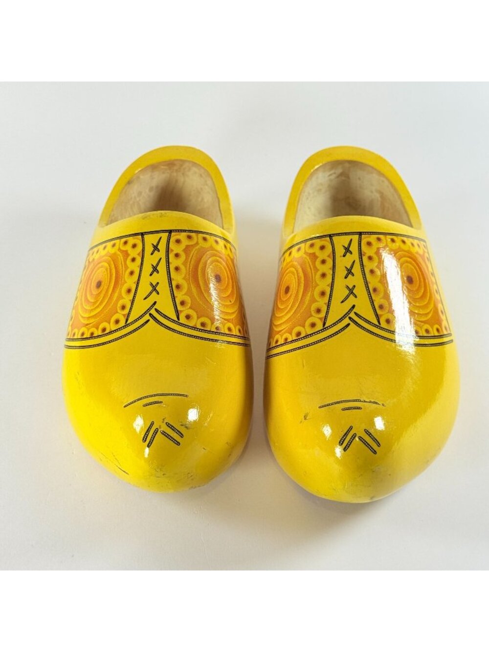 Traditional Wooden Dutch Clogs Yellow Holland Decor Large 43-44 / 13" Shoes